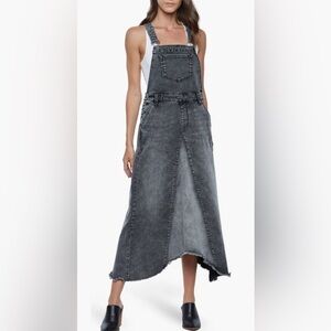 NWT WashLab Denim overall skirt, black, women's size small.